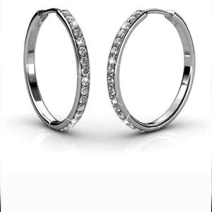 Cate & Chloe BIANCE 18k White Gold Plated 25mm Hoop Earrings With Swarovski Crys